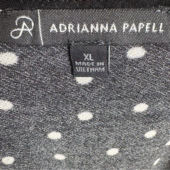 Adrianna Papell black & white polka dot long sleeve pleated shoulder top size XL - Picture 5 of 7